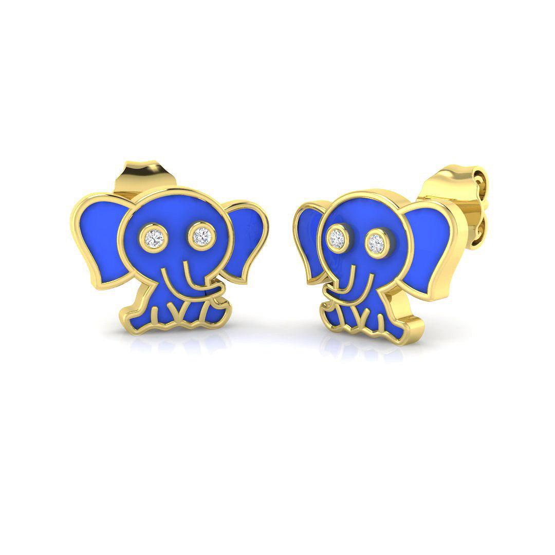 9ct Yellow Gold 0.20ct Enamel Earrings
