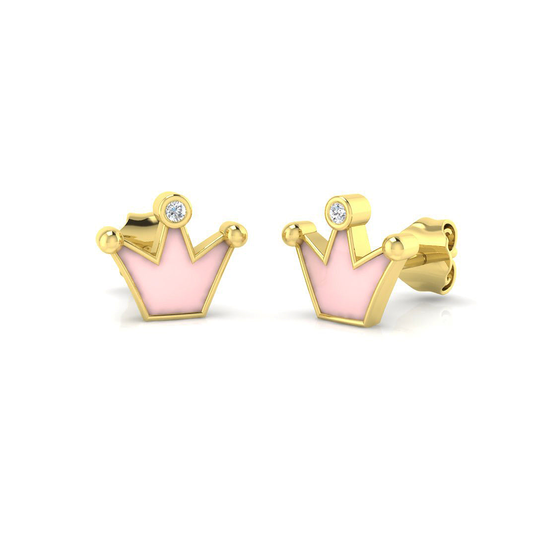 9ct Yellow Gold 0.11ct Enamel Earrings