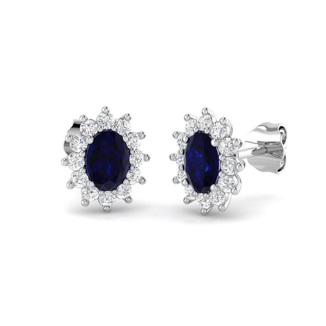 9ct White Gold 1.27ct Blue Sapphire Earrings