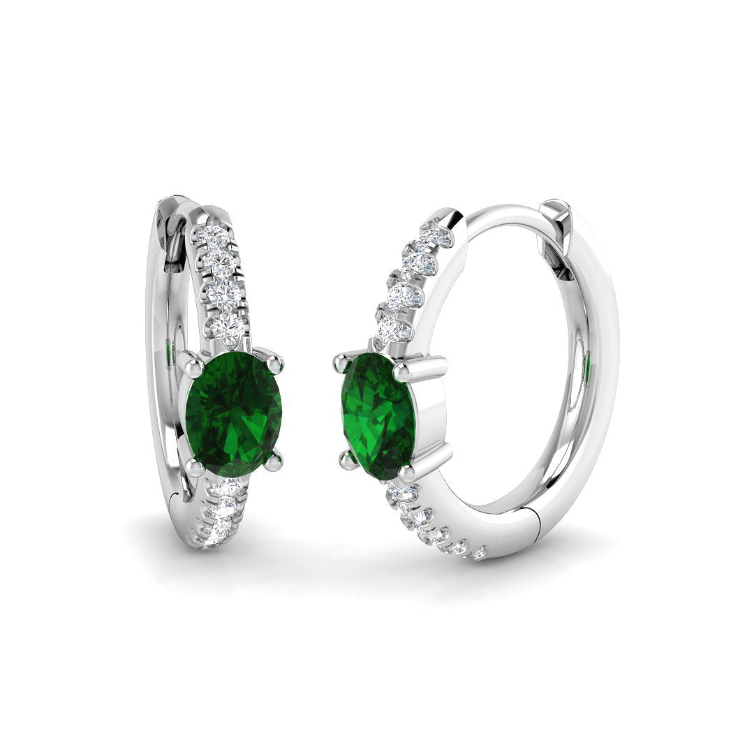 18ct White Gold 0.49ct Emerald Earrings