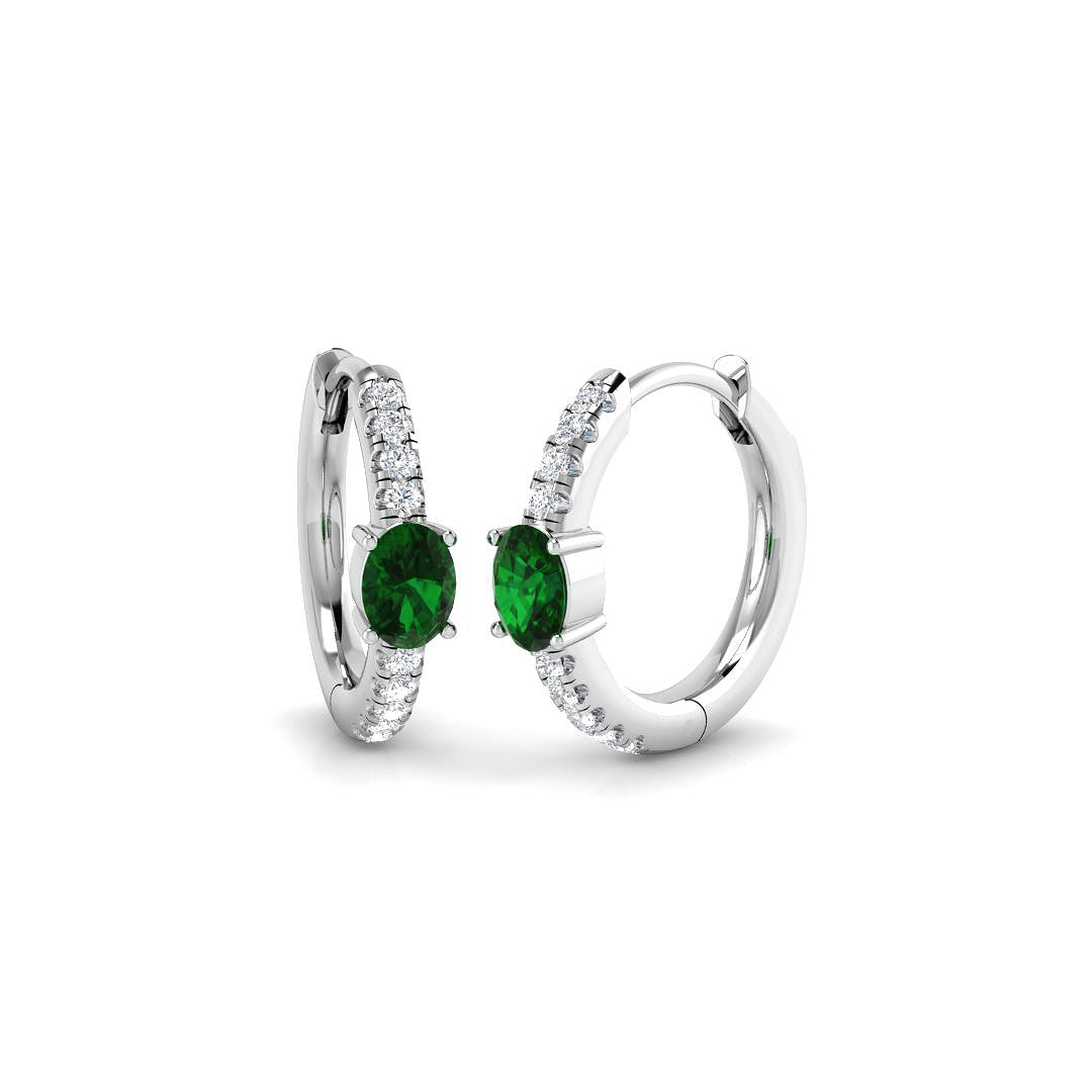 9ct White Gold 0.44ct Emerald Earrings