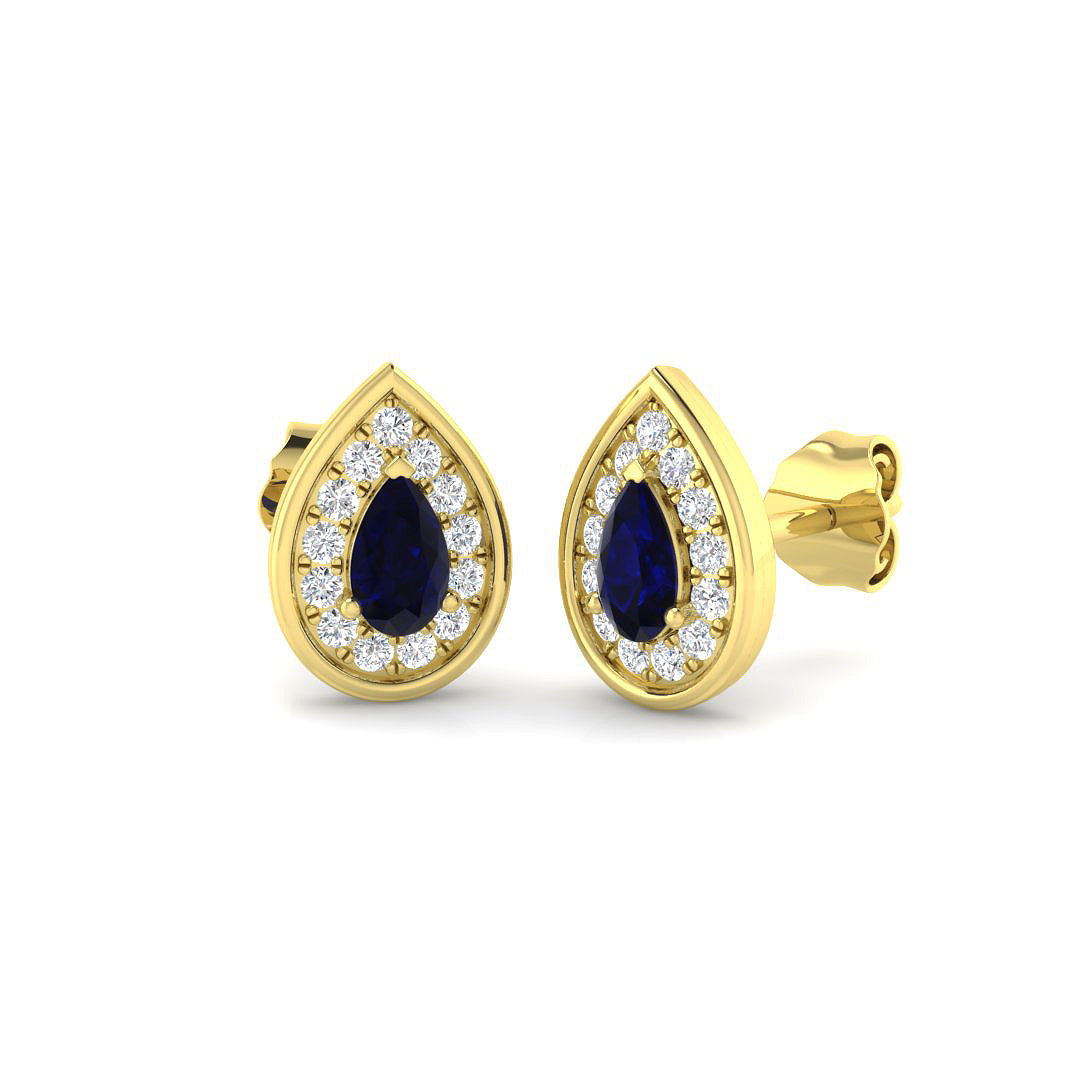 9ct Yellow Gold 0.74ct Blue Sapphire Earrings