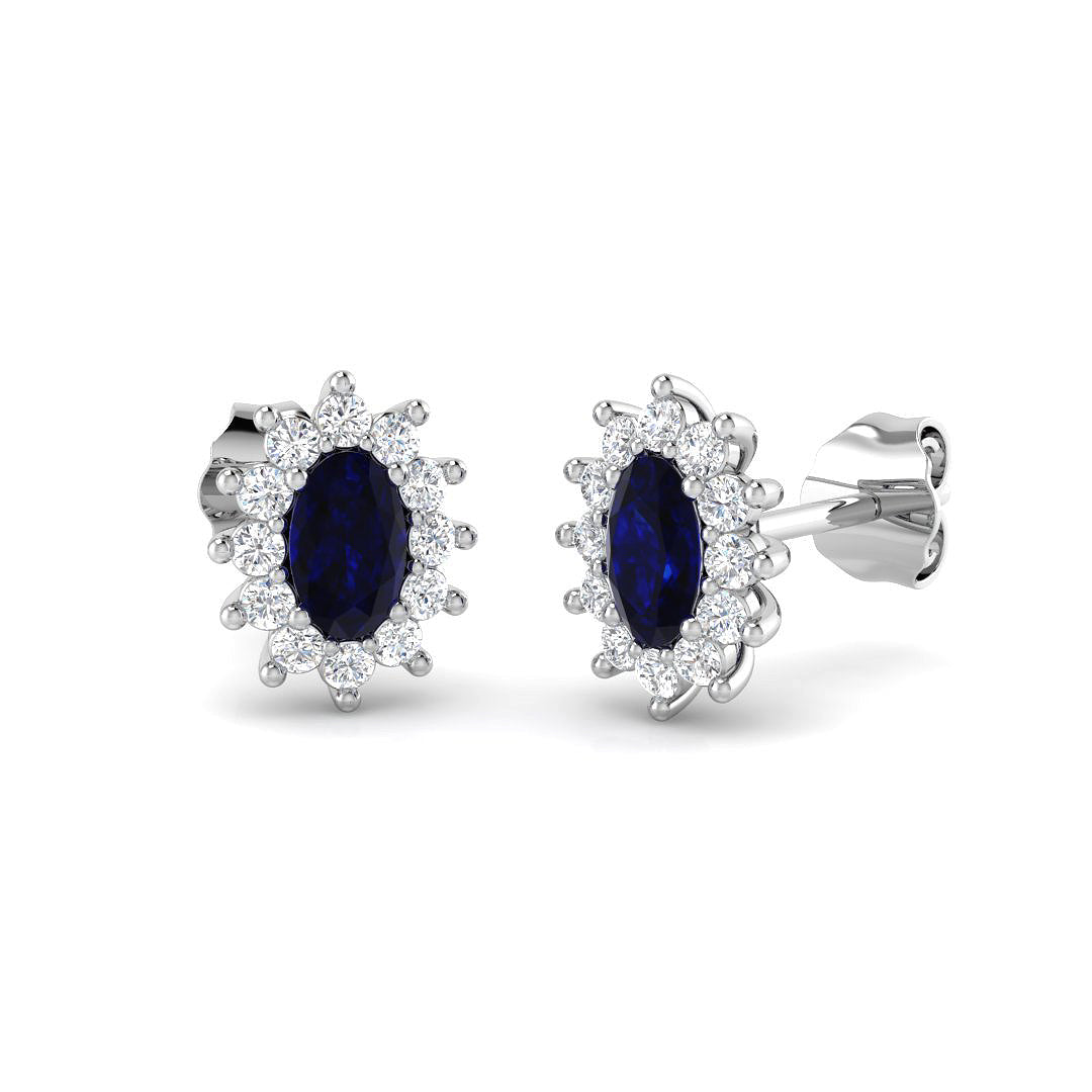 9ct White Gold 1.04ct Blue Sapphire Earrings