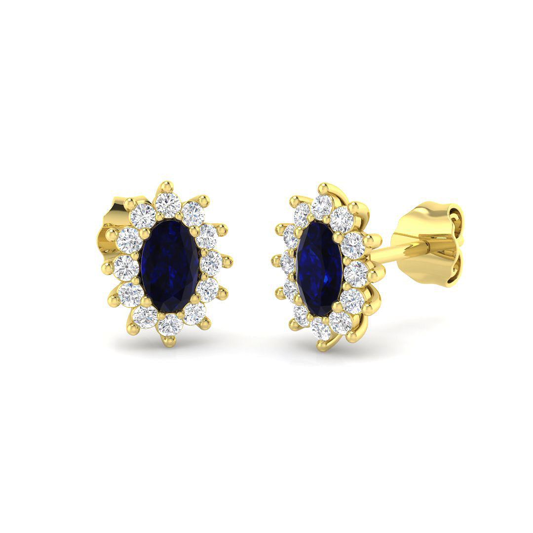 9ct Yellow Gold 1.04ct Blue Sapphire Earrings
