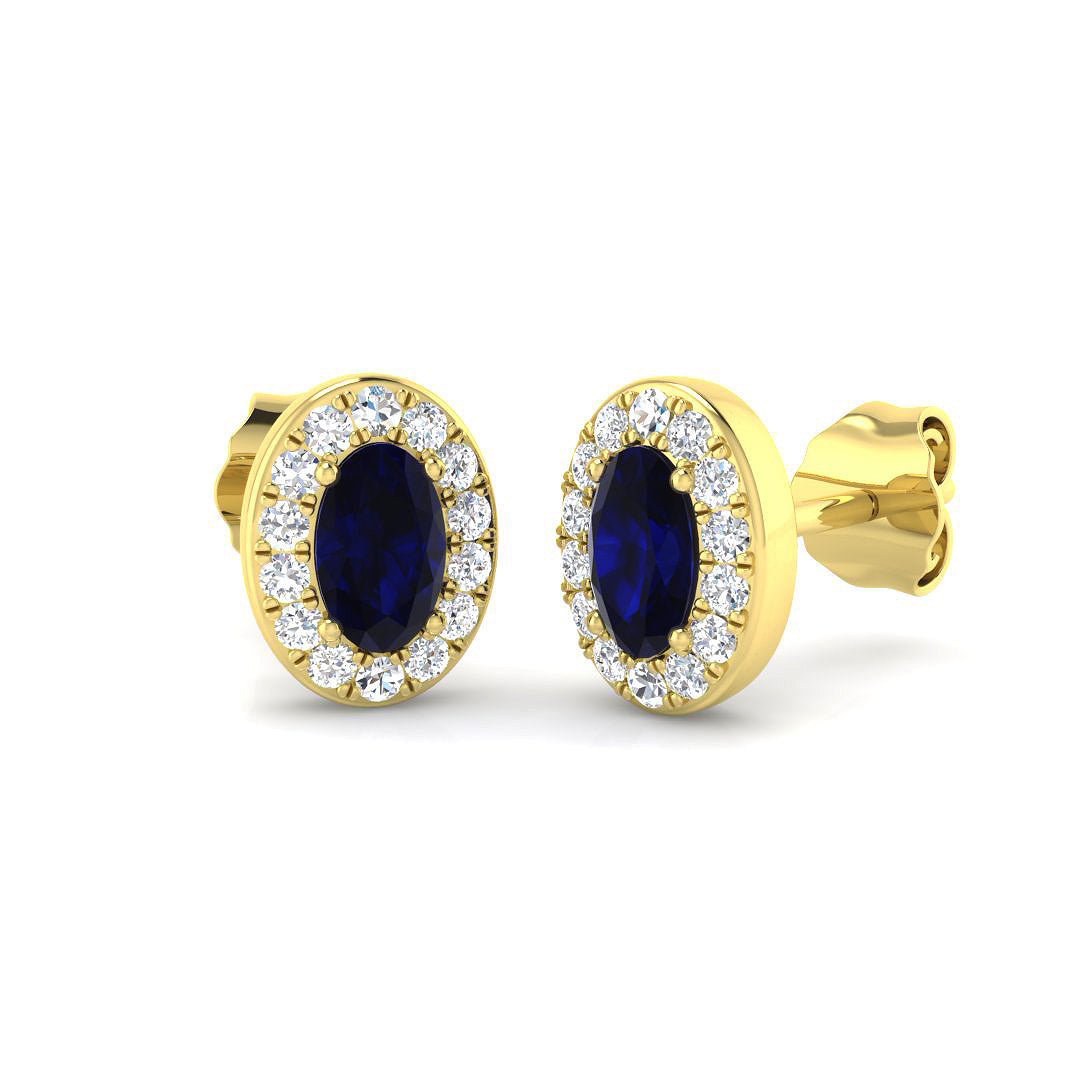 9ct Yellow Gold 0.92ct Blue Sapphire Earrings