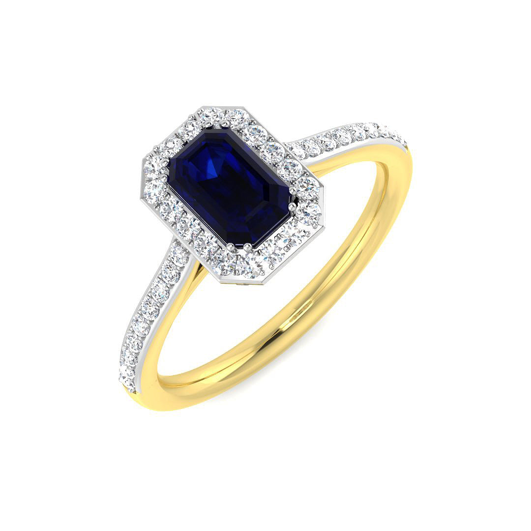 18ct Two-Tone Gold 1.03ct Blue Sapphire Ring