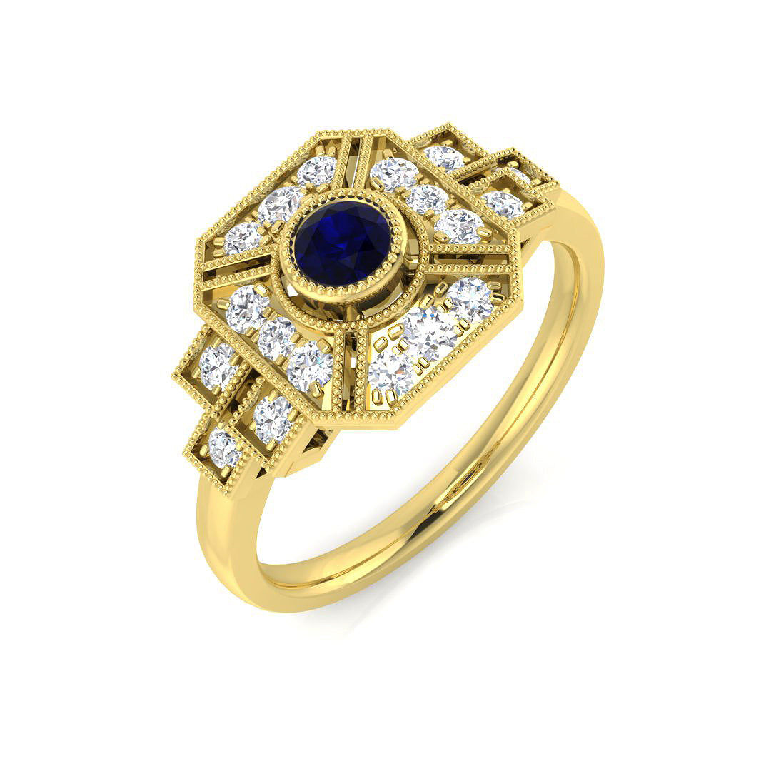 9ct Yellow Gold 0.45ct Blue Sapphire Ring