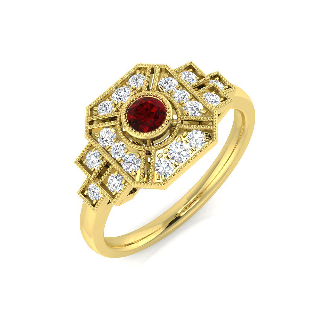 9ct Yellow Gold 0.46ct Ruby Ring