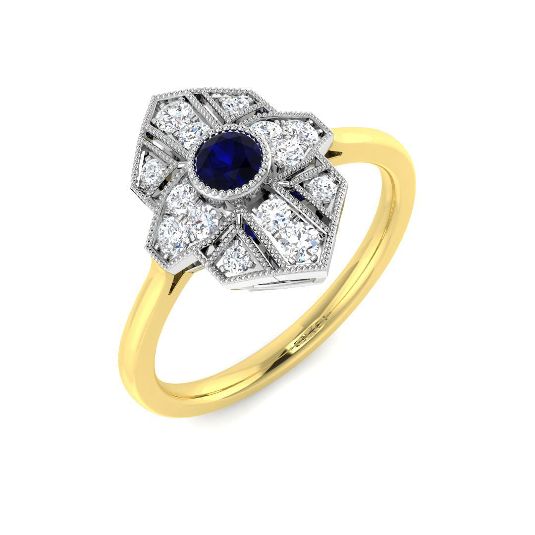 9ct Two-Tone Gold 0.40ct Blue Sapphire Ring