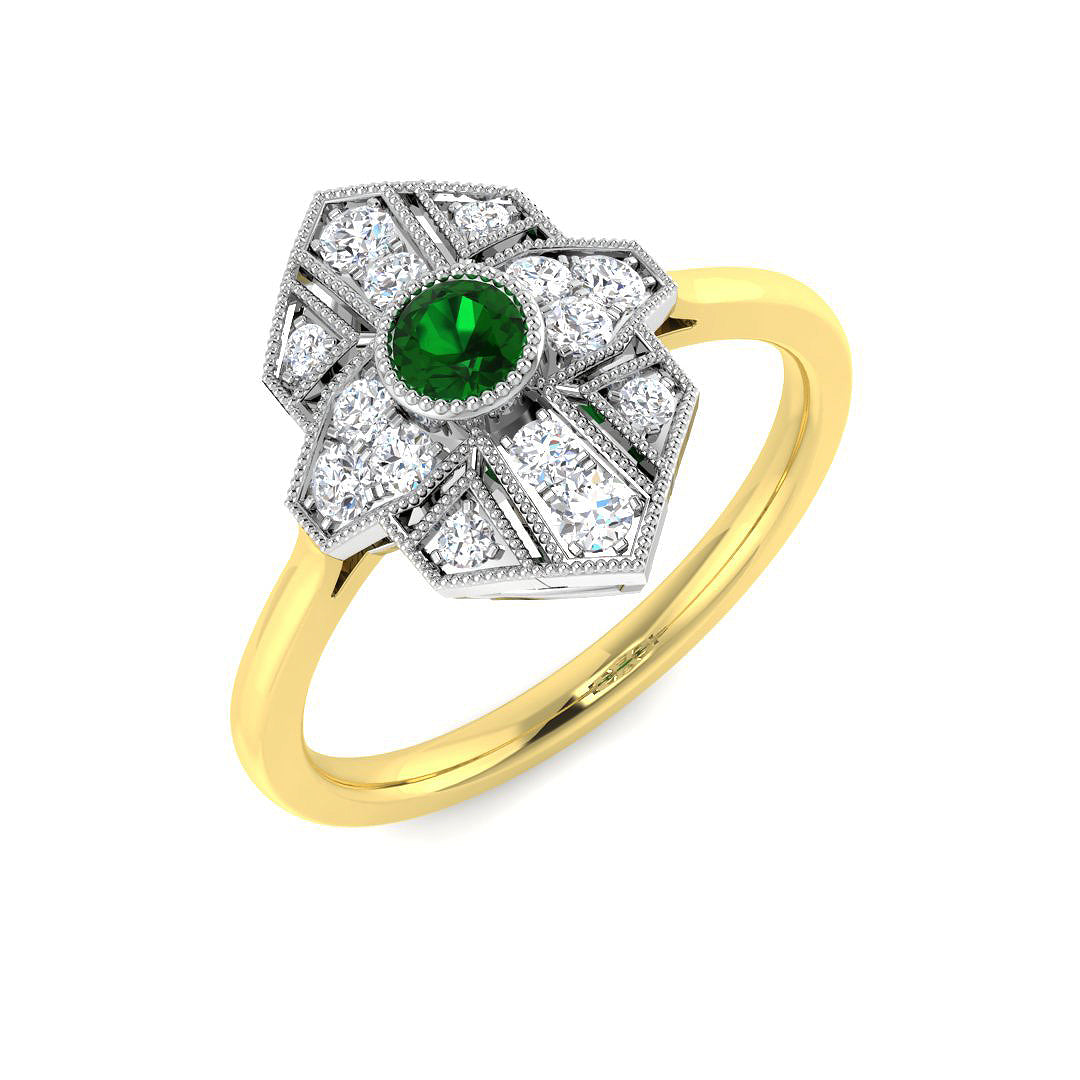 9ct Yellow Gold 0.37ct Emerald Ring
