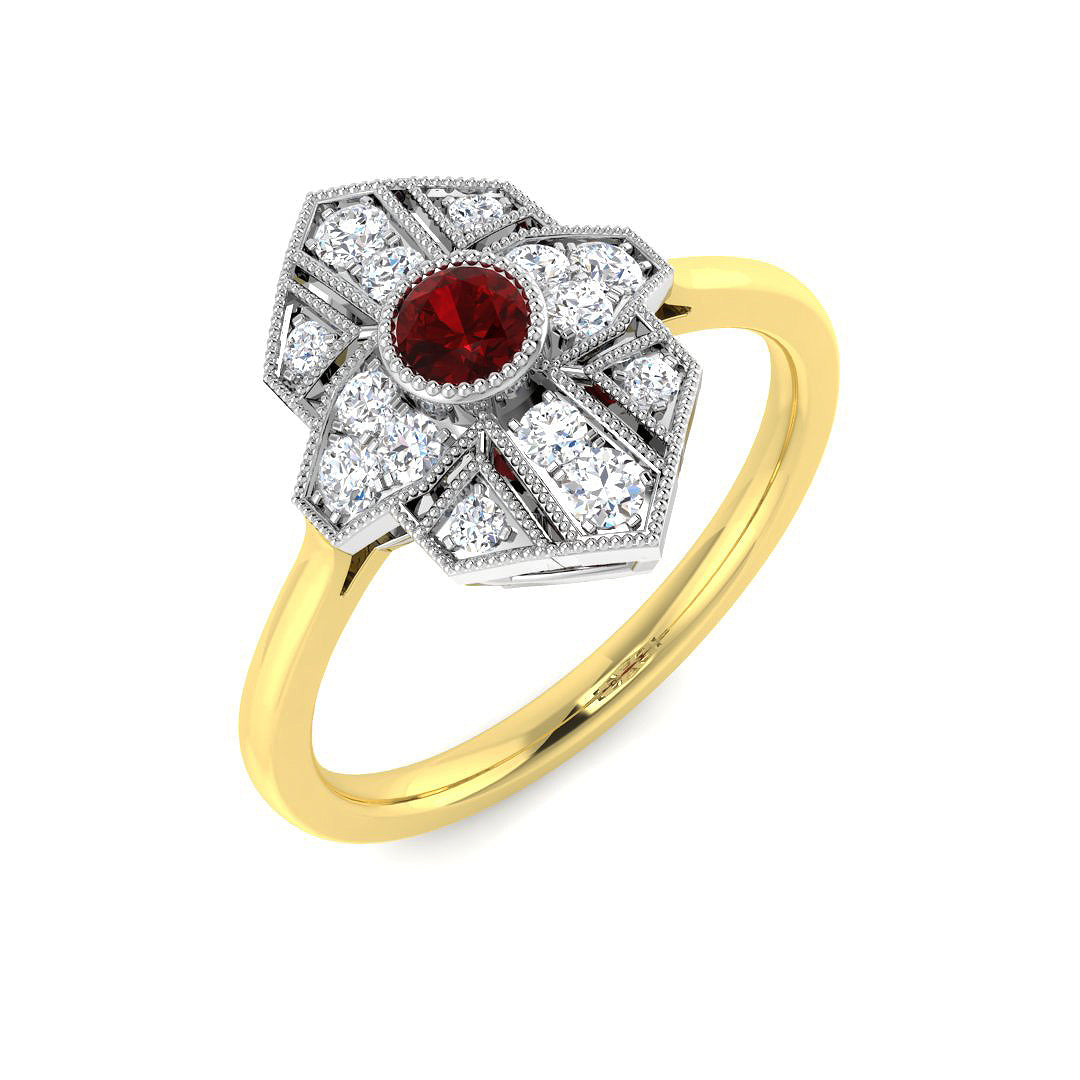 9ct Two-Tone Gold 0.42ct Ruby Ring