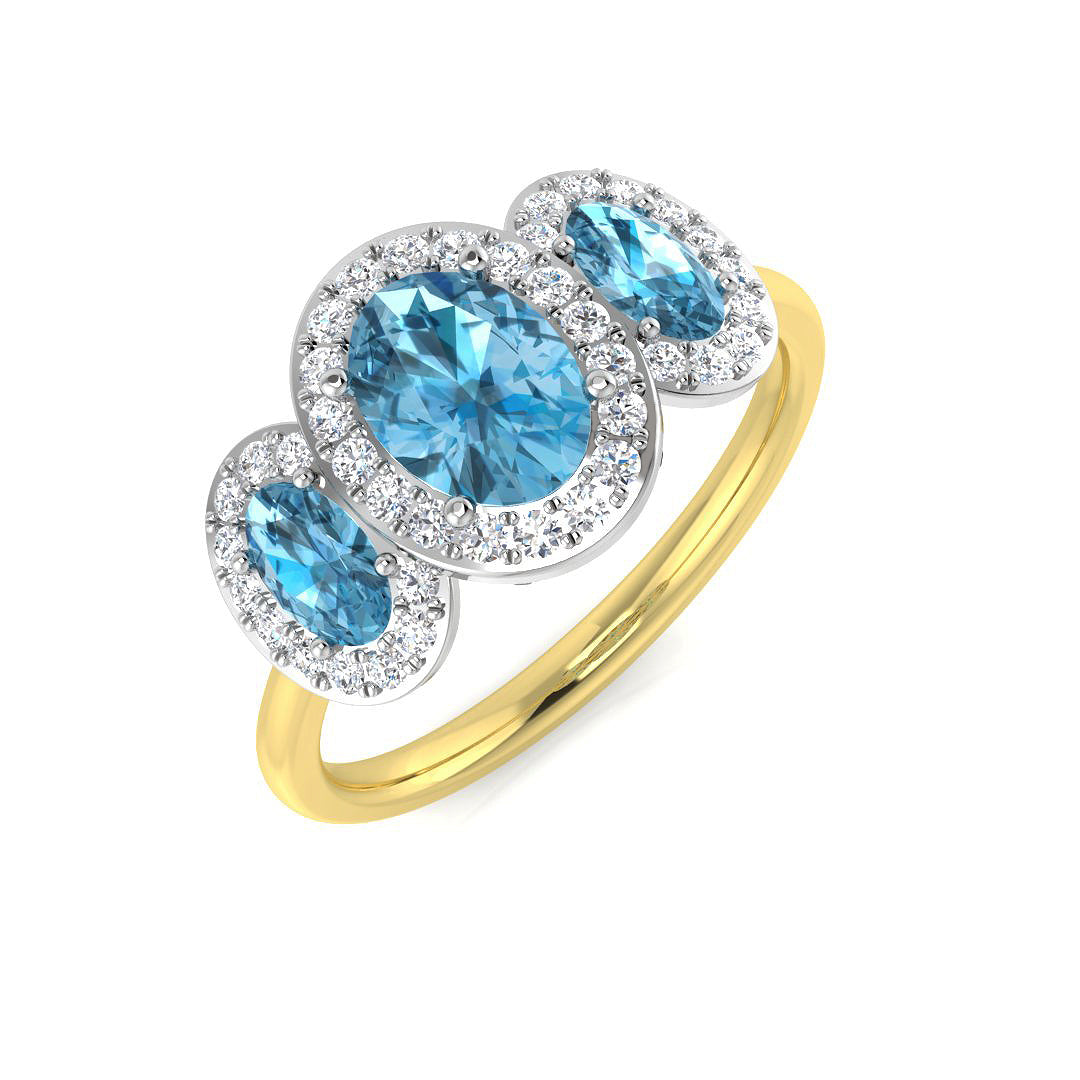 9ct Two-Tone Gold 1.66ct Sky Blue Topaz Ring