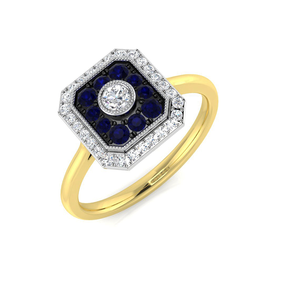 9ct Two-Tone Gold 0.45ct Blue Sapphire Ring