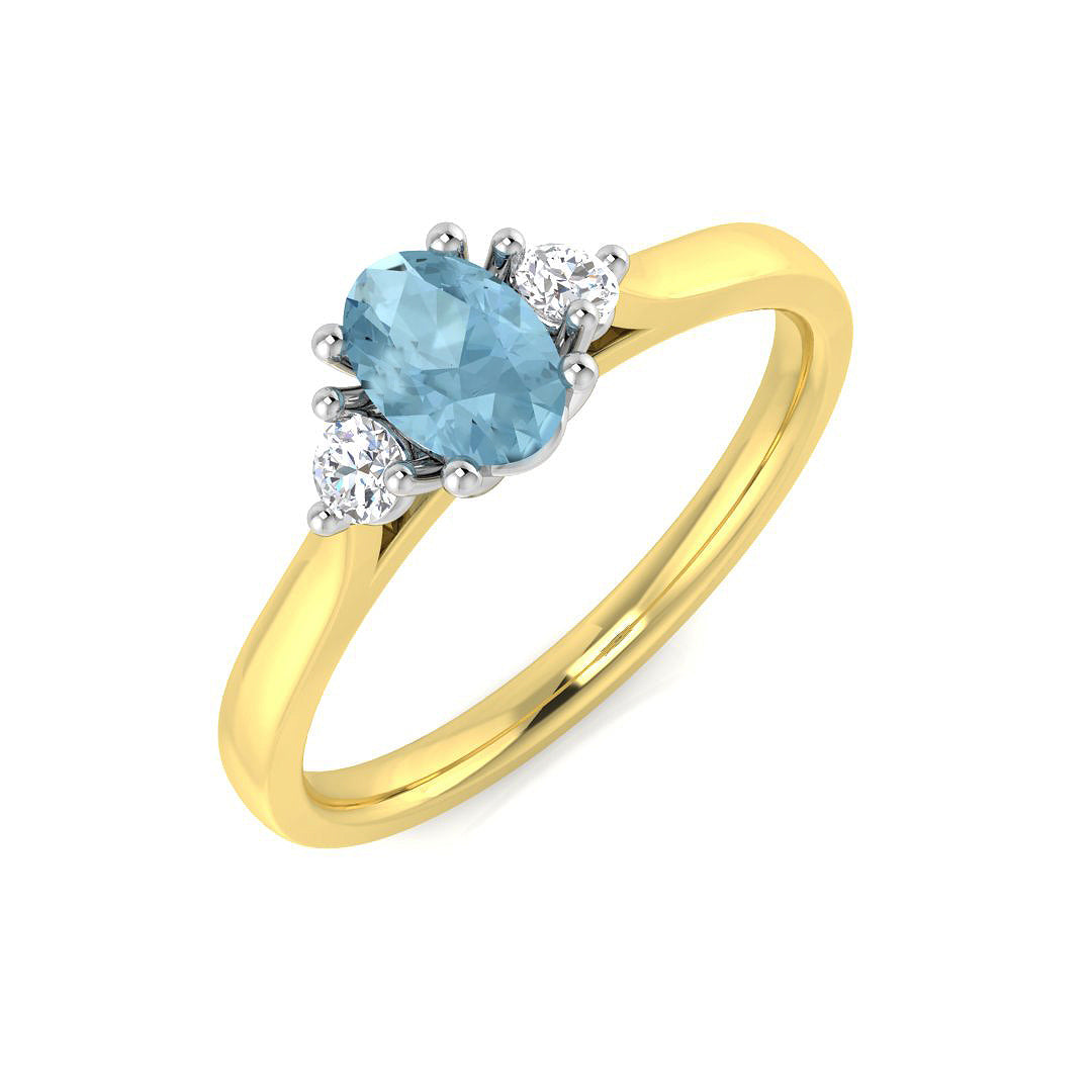 18ct Two-Tone Gold 0.49ct Aquamarine Ring