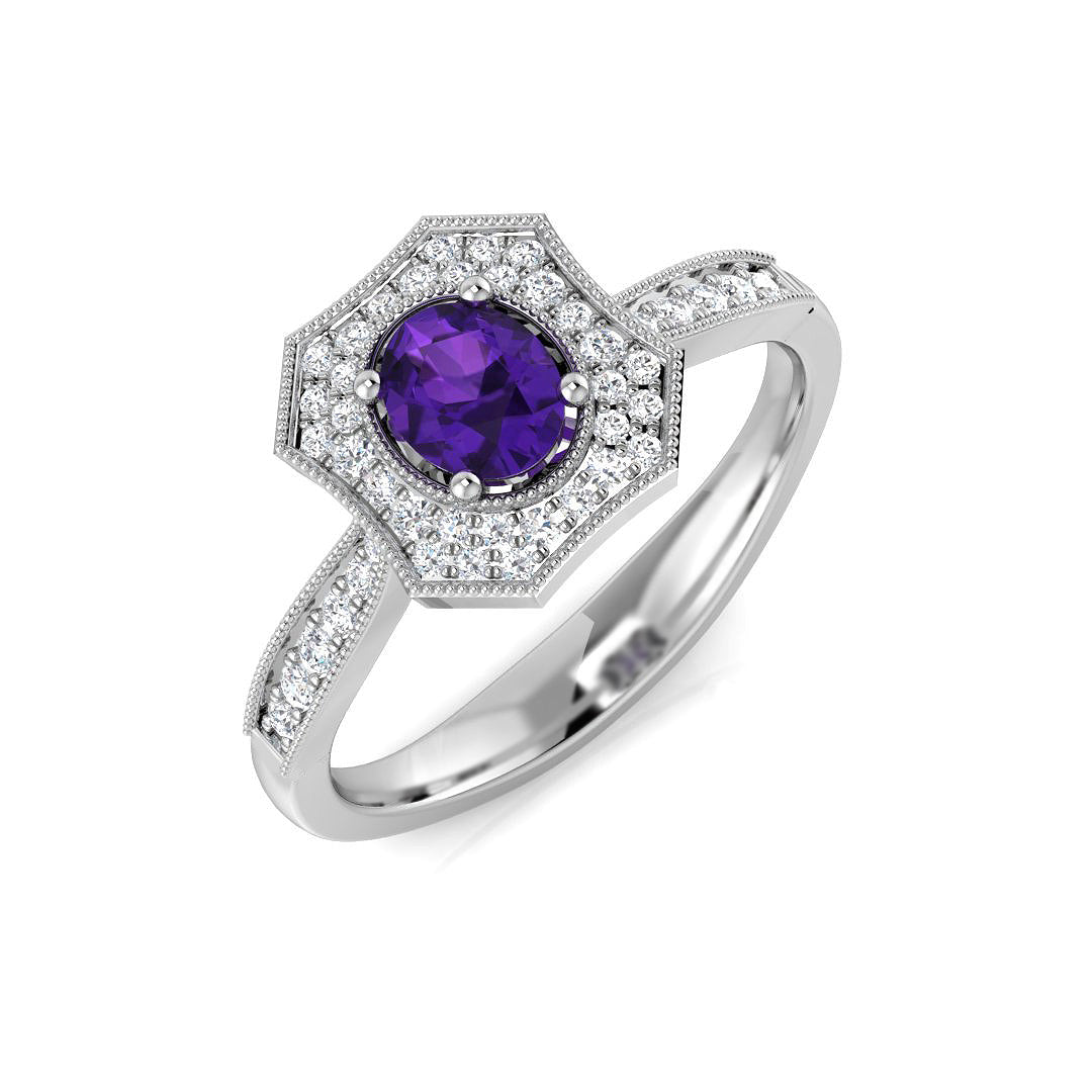 9ct White Gold 0.47ct Amethyst Ring