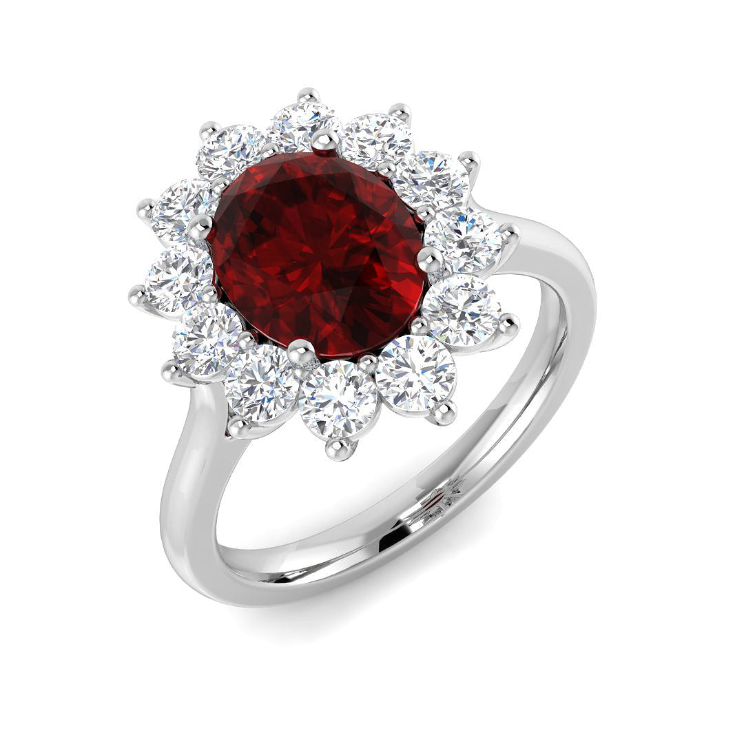 9ct White Gold 3.20ct Laboratory Grown Lab Ruby Ring