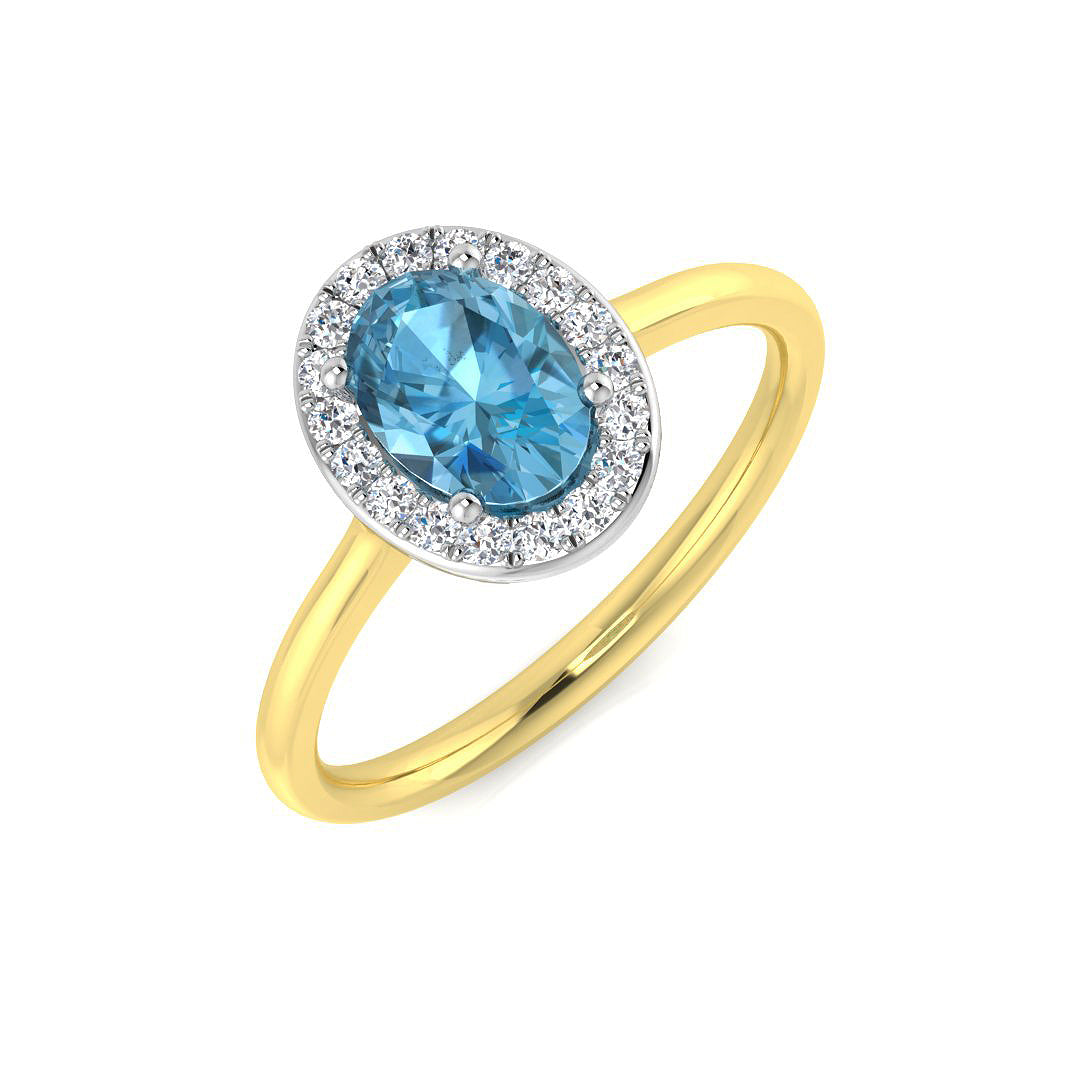 9ct Two-Tone Gold 1.07ct Sky Blue Topaz Ring