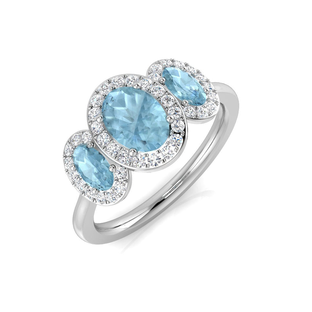 9ct White Gold 1.07ct Aquamarine Ring