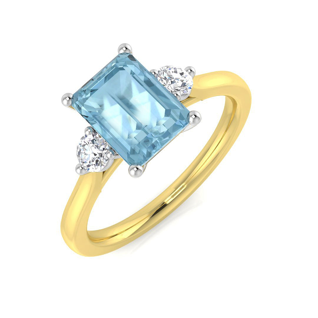18ct Two-Tone Gold 1.63ct Aquamarine Ring