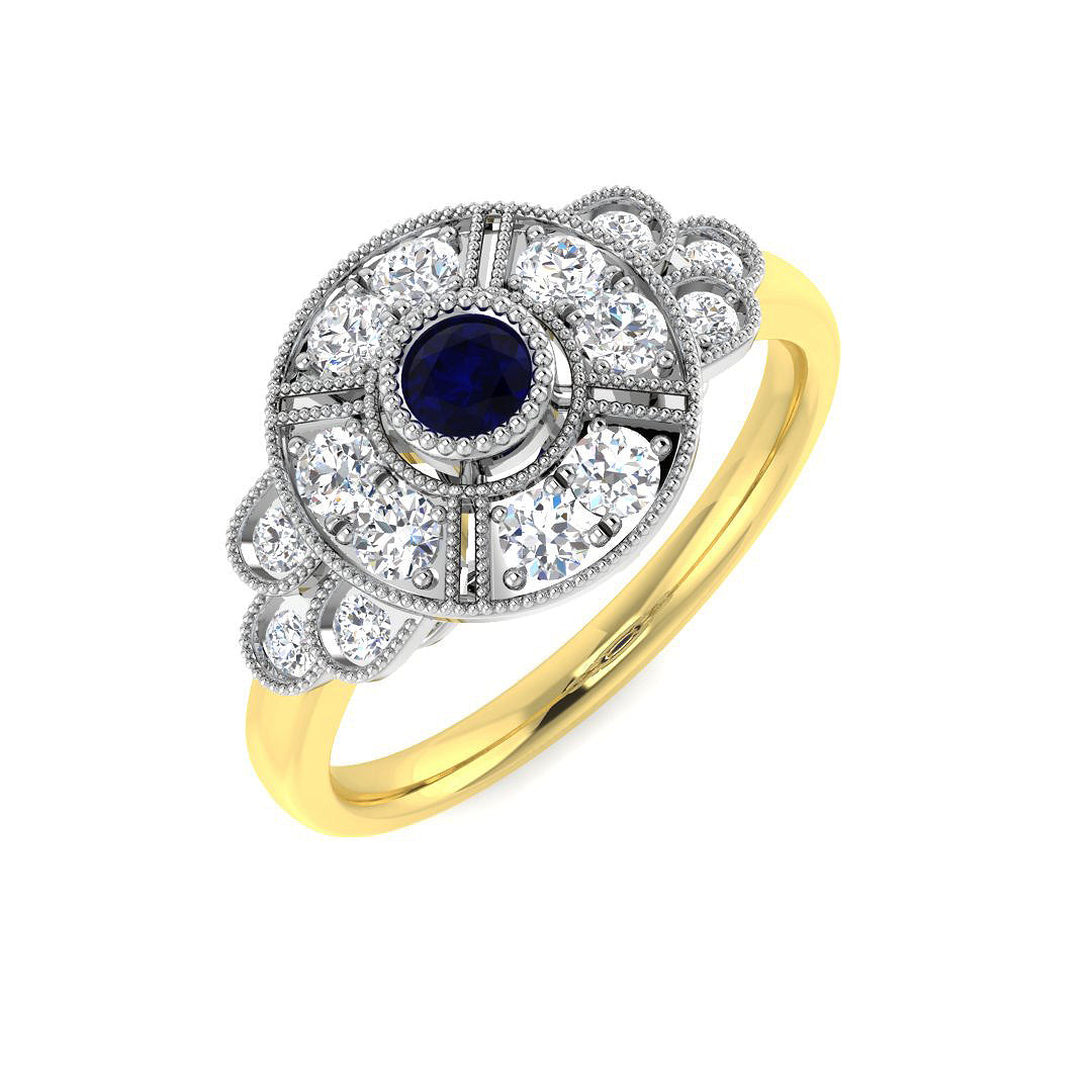 9ct Two-Tone Gold 0.55ct Blue Sapphire Ring