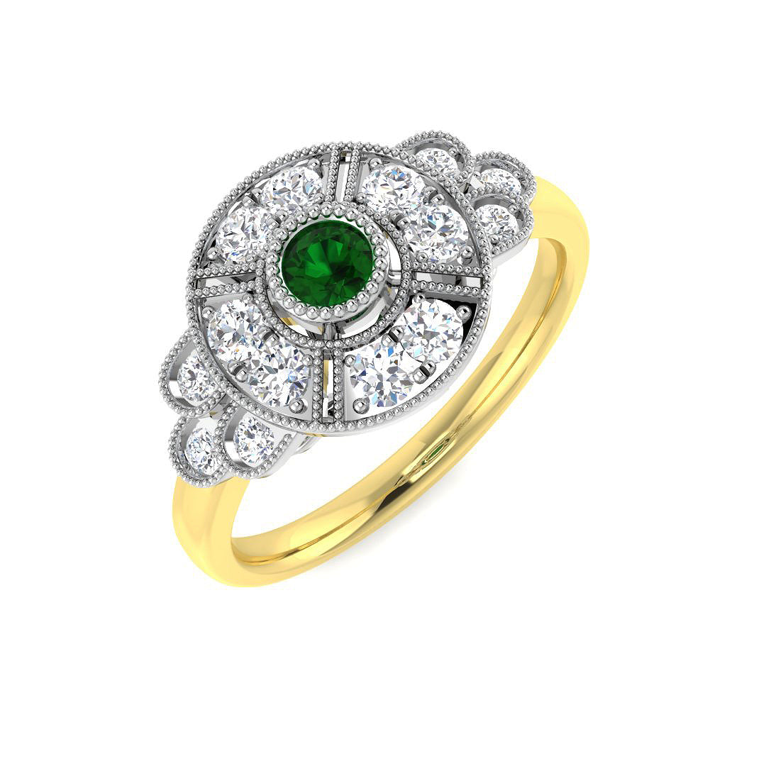 9ct Two-Tone Gold 0.50ct Emerald Ring