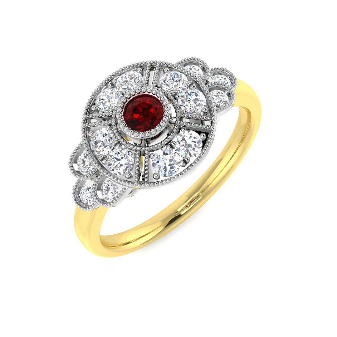 9ct Two-Tone Gold 0.58ct Ruby Ring