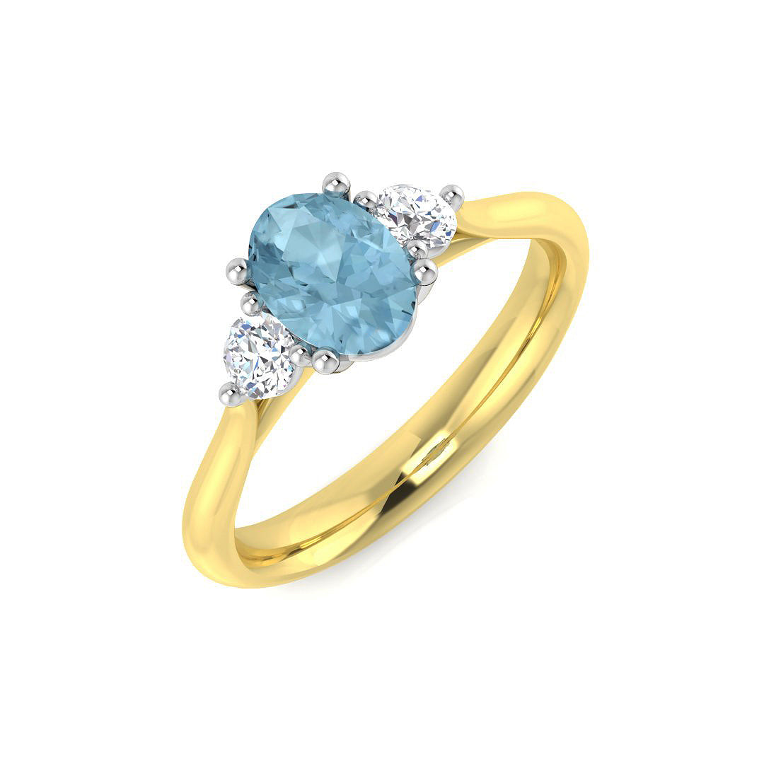 18ct Two-Tone Gold 0.96ct Aquamarine Ring