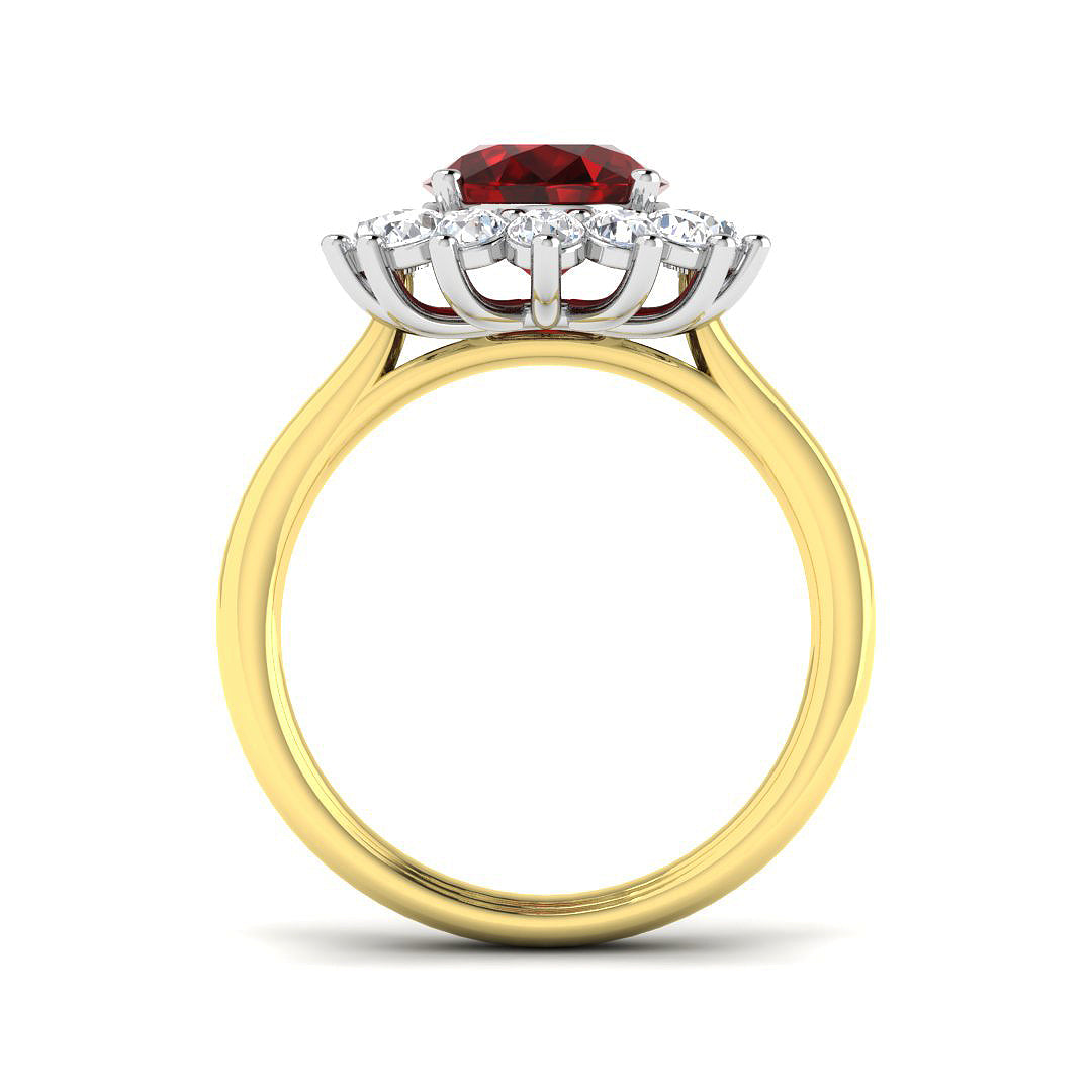 9ct Two-Tone Gold 4.27ct Laboratory Grown Lab Ruby Ring