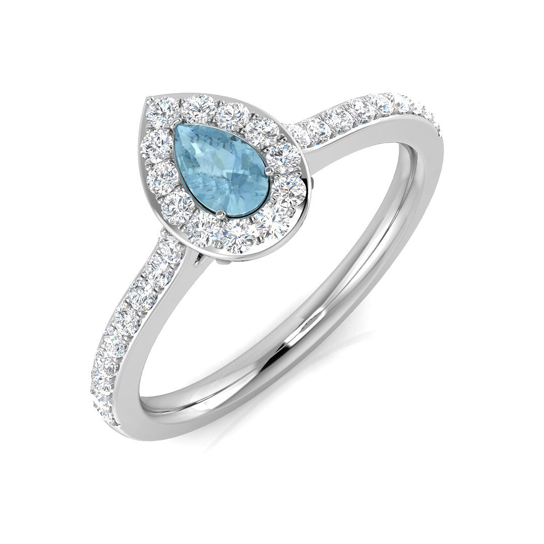 9ct White Gold 0.52ct Aquamarine Ring
