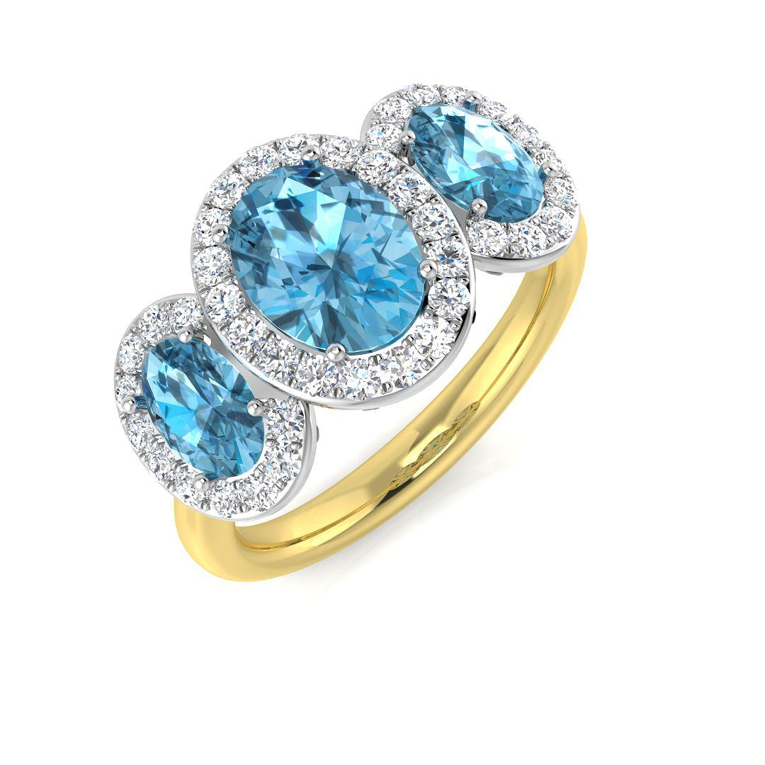 9ct Two-Tone Gold 2.85ct Sky Blue Topaz Ring