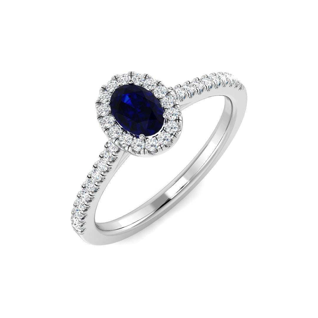 9ct White Gold 0.56ct Blue Sapphire Ring