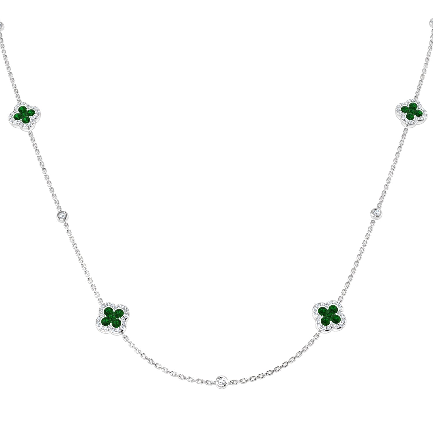 9ct White Gold 1.43ct Emerald Necklace