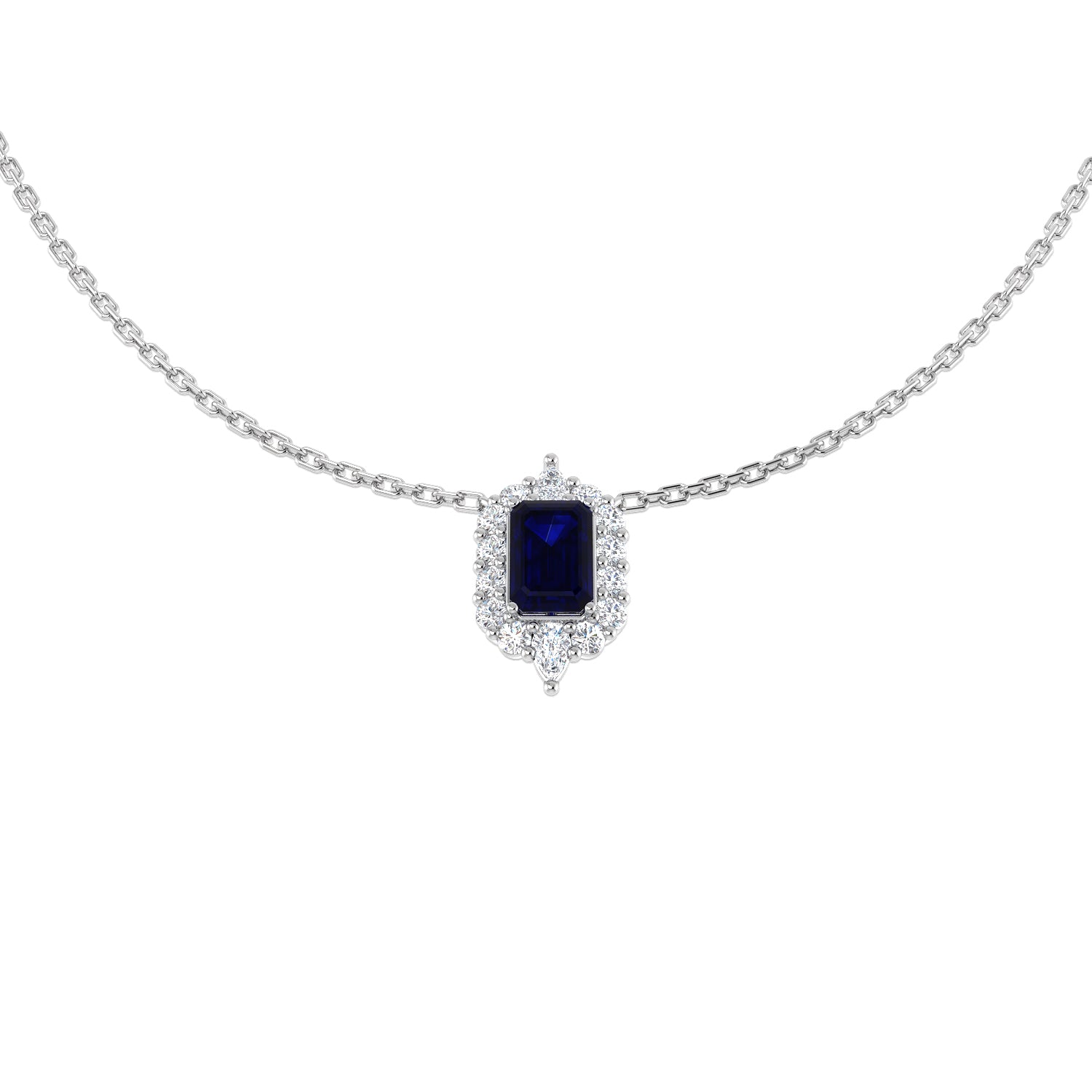 18ct White Gold 1.09ct Blue Sapphire Necklace