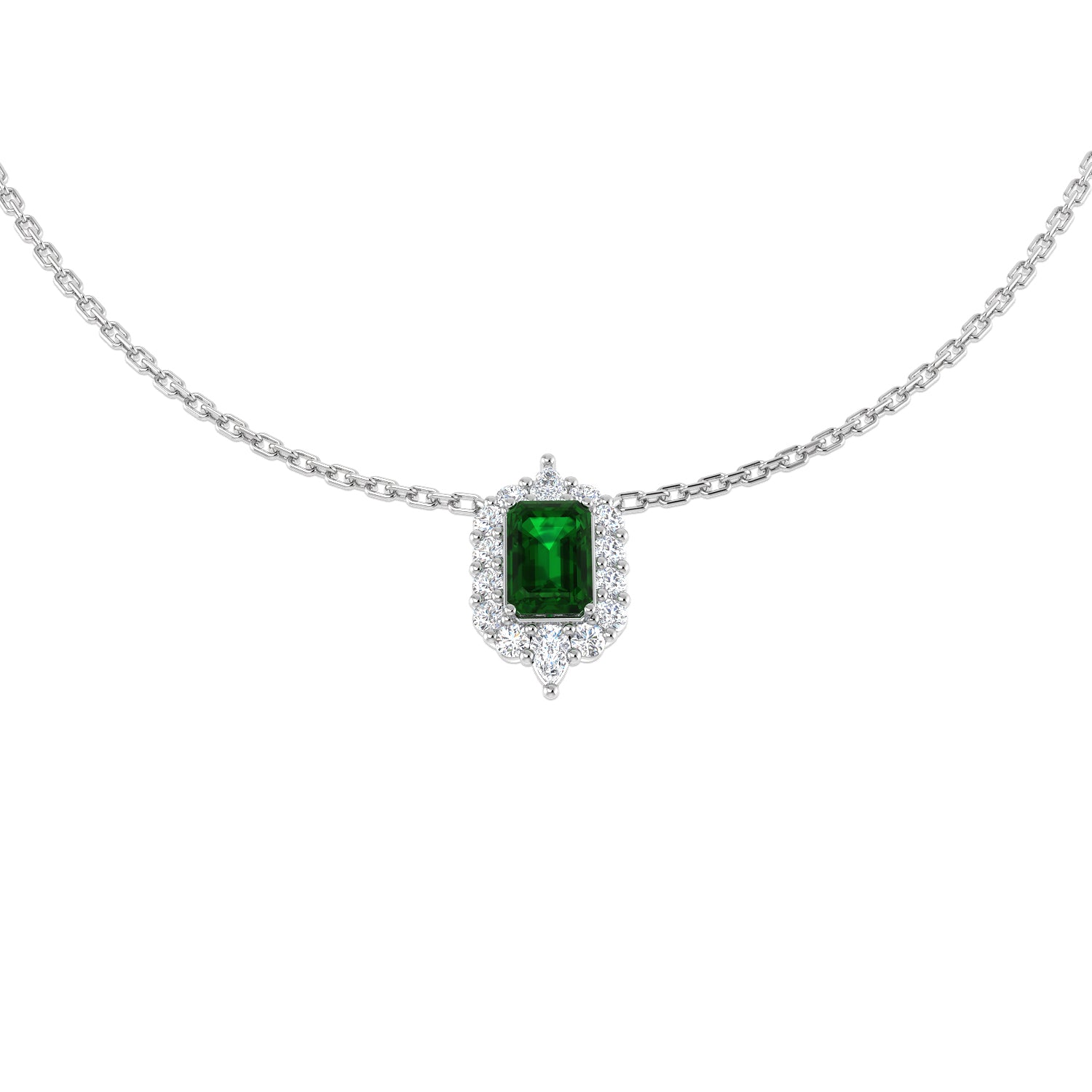 18ct White Gold 0.89ct Emerald Necklace
