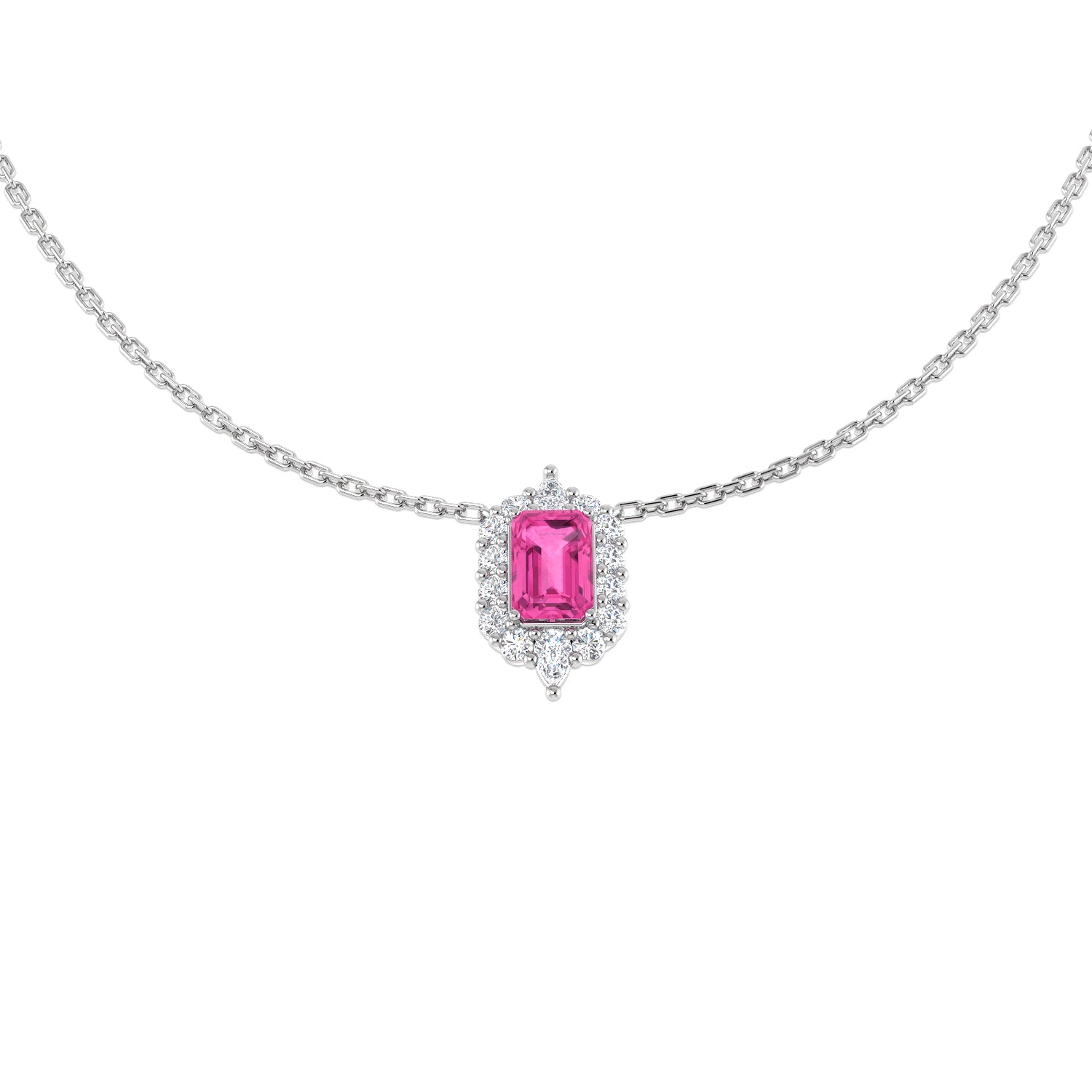 18ct White Gold 0.93ct Pink Sapphire Necklace