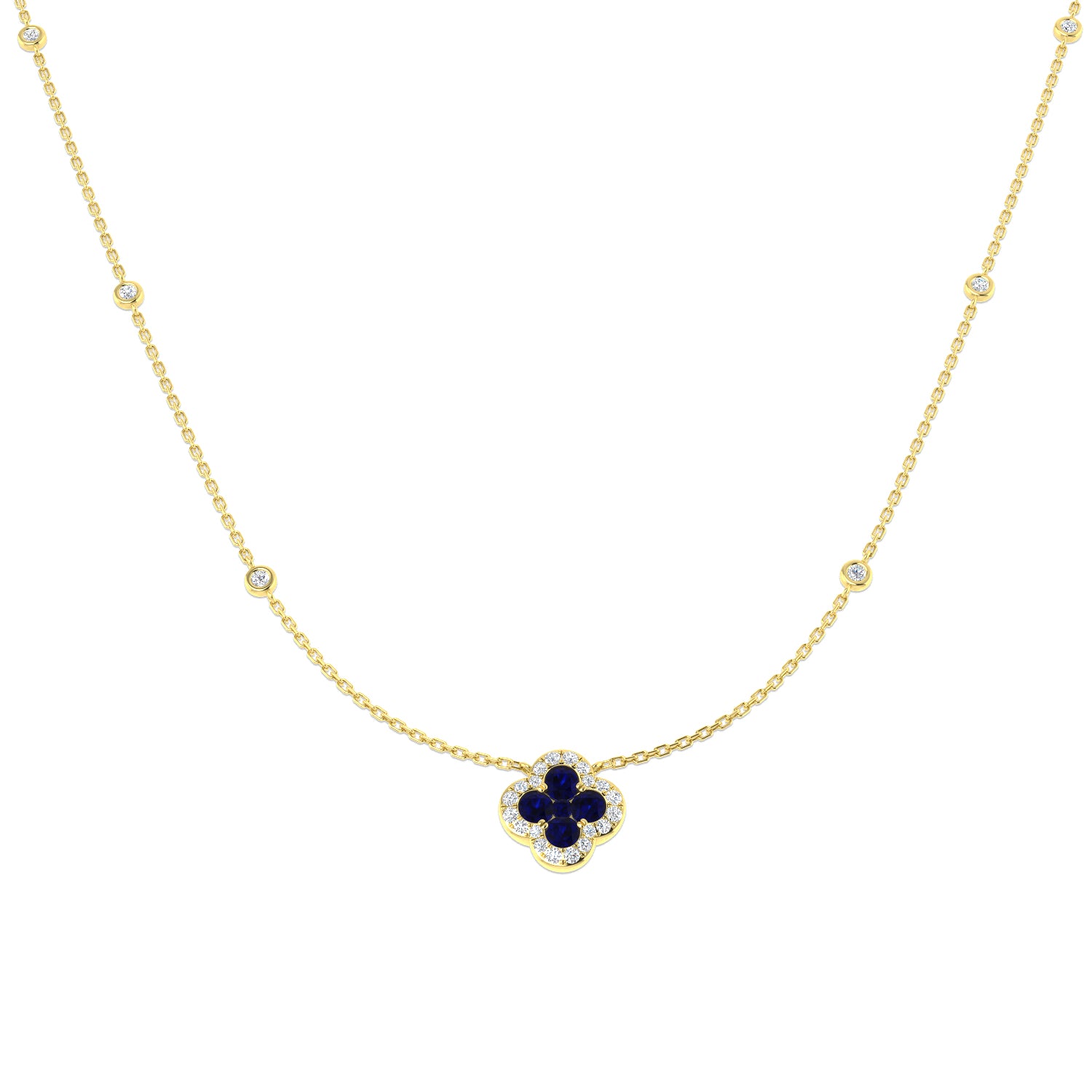 18ct Yellow Gold 1.27ct Blue Sapphire Necklace