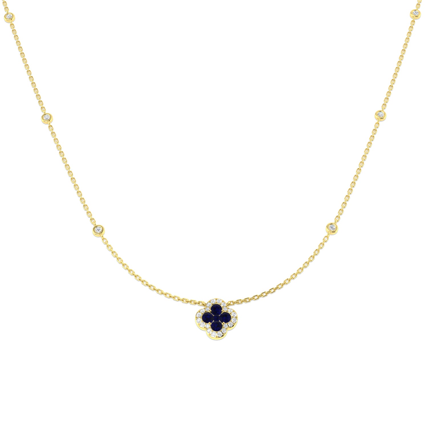 18ct Yellow Gold 0.77ct Blue Sapphire Necklace