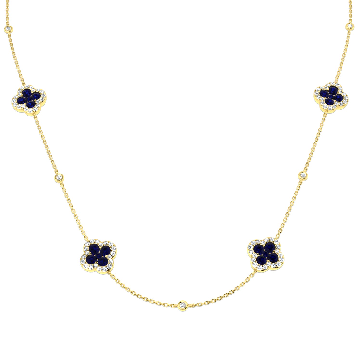 18ct Yellow Gold 4.34ct Blue Sapphire Necklace