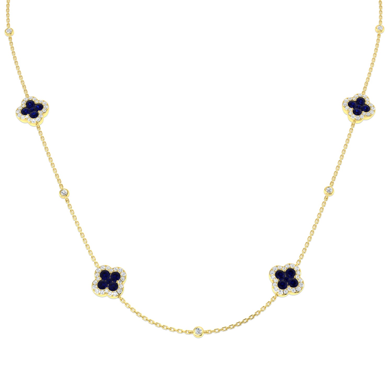 18ct Yellow Gold 5.30ct Blue Sapphire Necklace