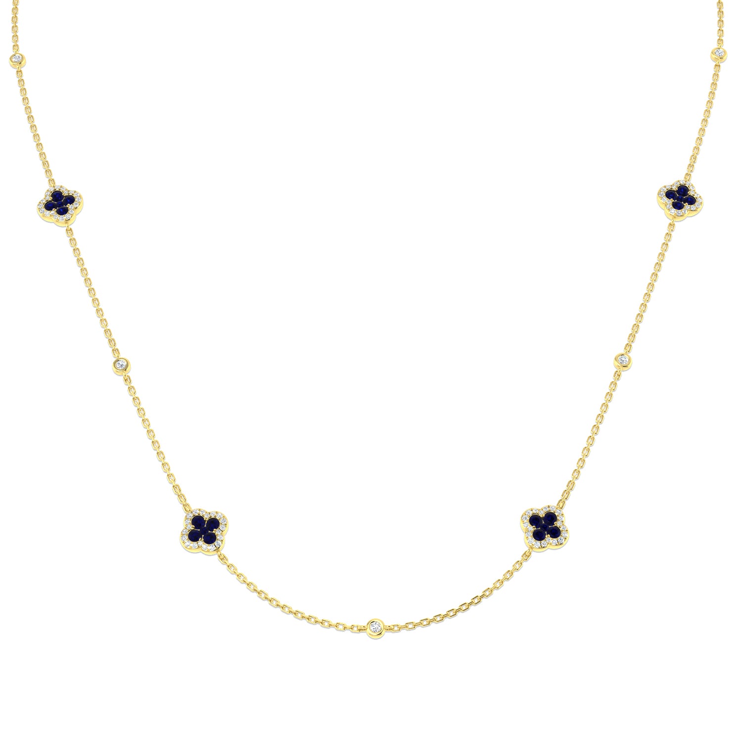 18ct Yellow Gold 1.28ct Blue Sapphire Necklace