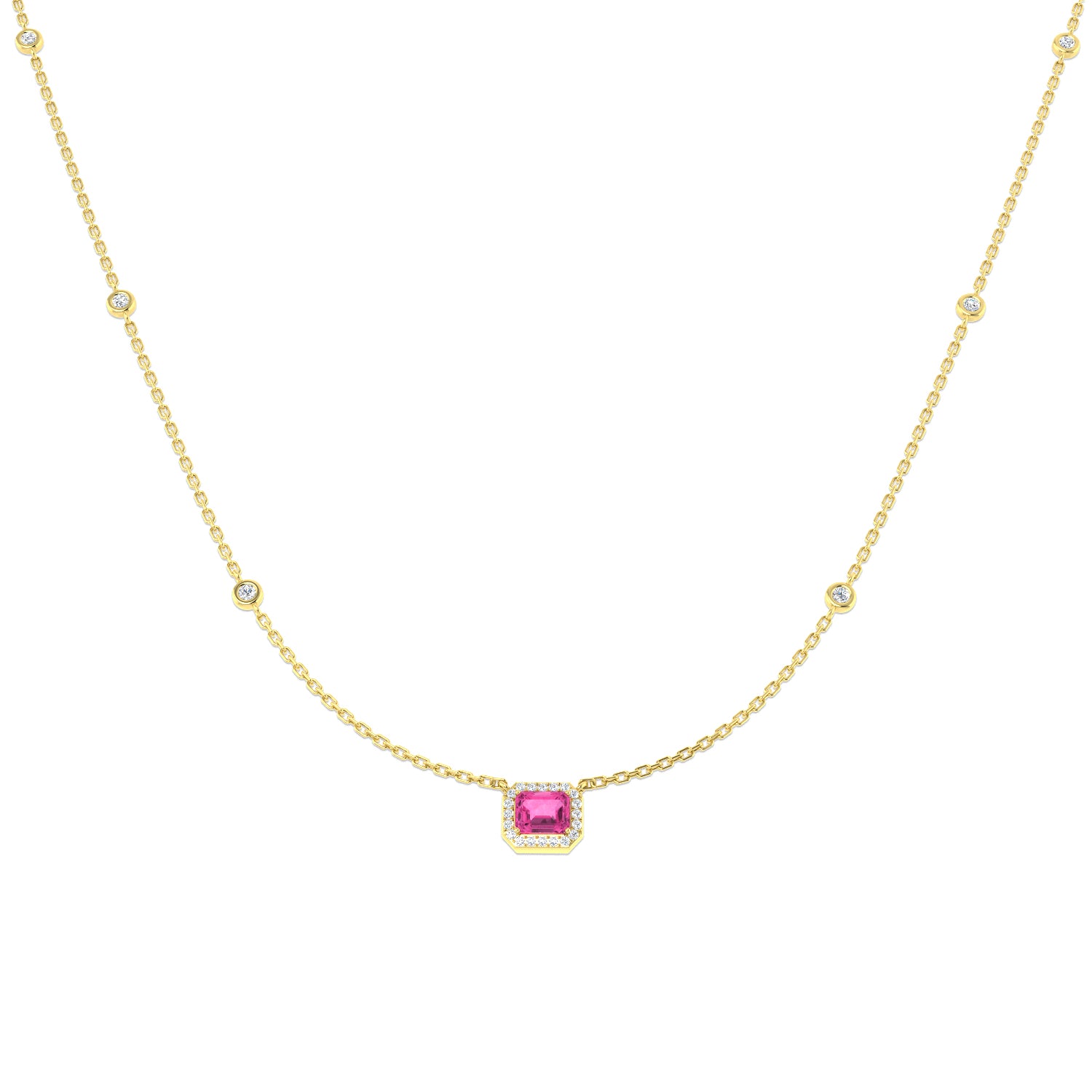 18ct Yellow Gold 0.75ct Pink Sapphire Necklace