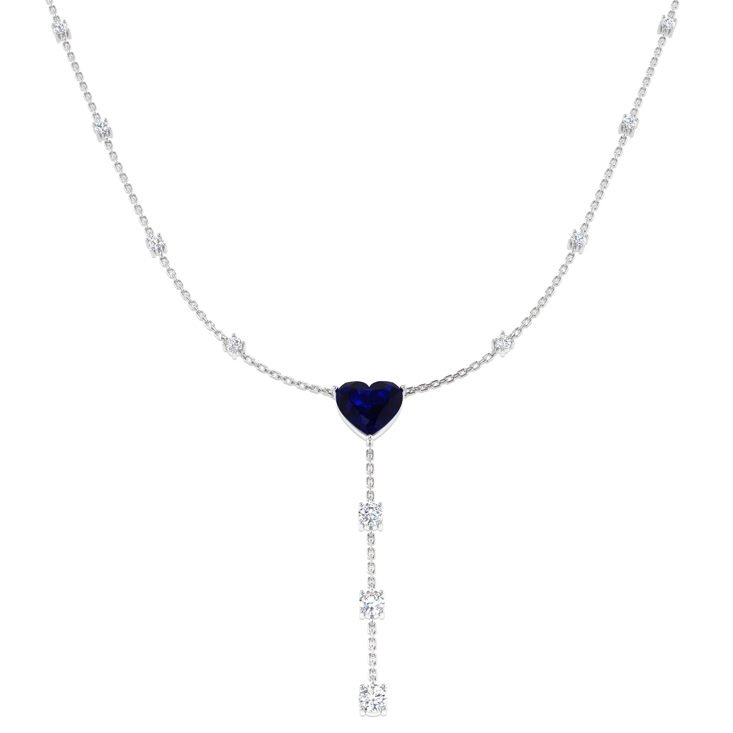 18ct White Gold 3.45ct Blue Sapphire Necklace