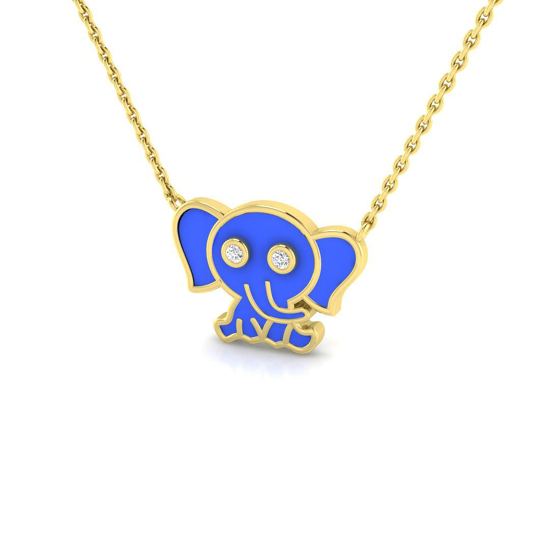 9ct Yellow Gold 0.17ct Enamel Necklace