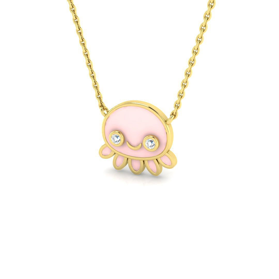 9ct Yellow Gold 0.18ct Enamel Necklace