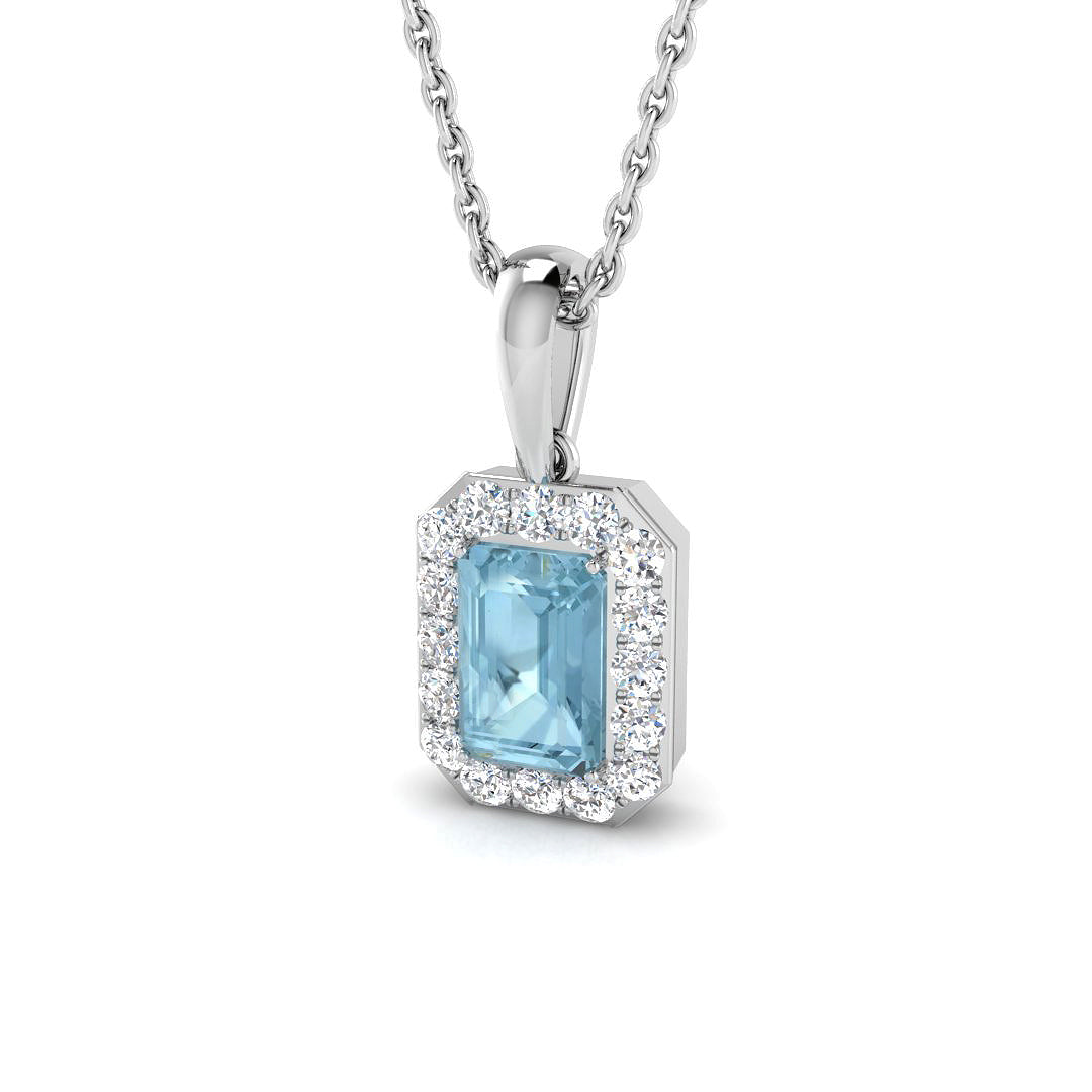 9ct White Gold 0.64ct Aquamarine Pendant