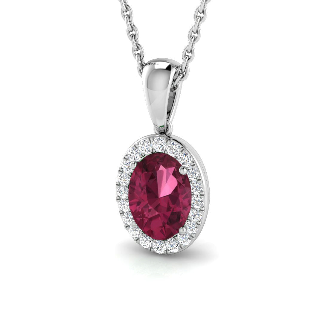 9ct White Gold 0.86ct Pink Tourmaline Pendant