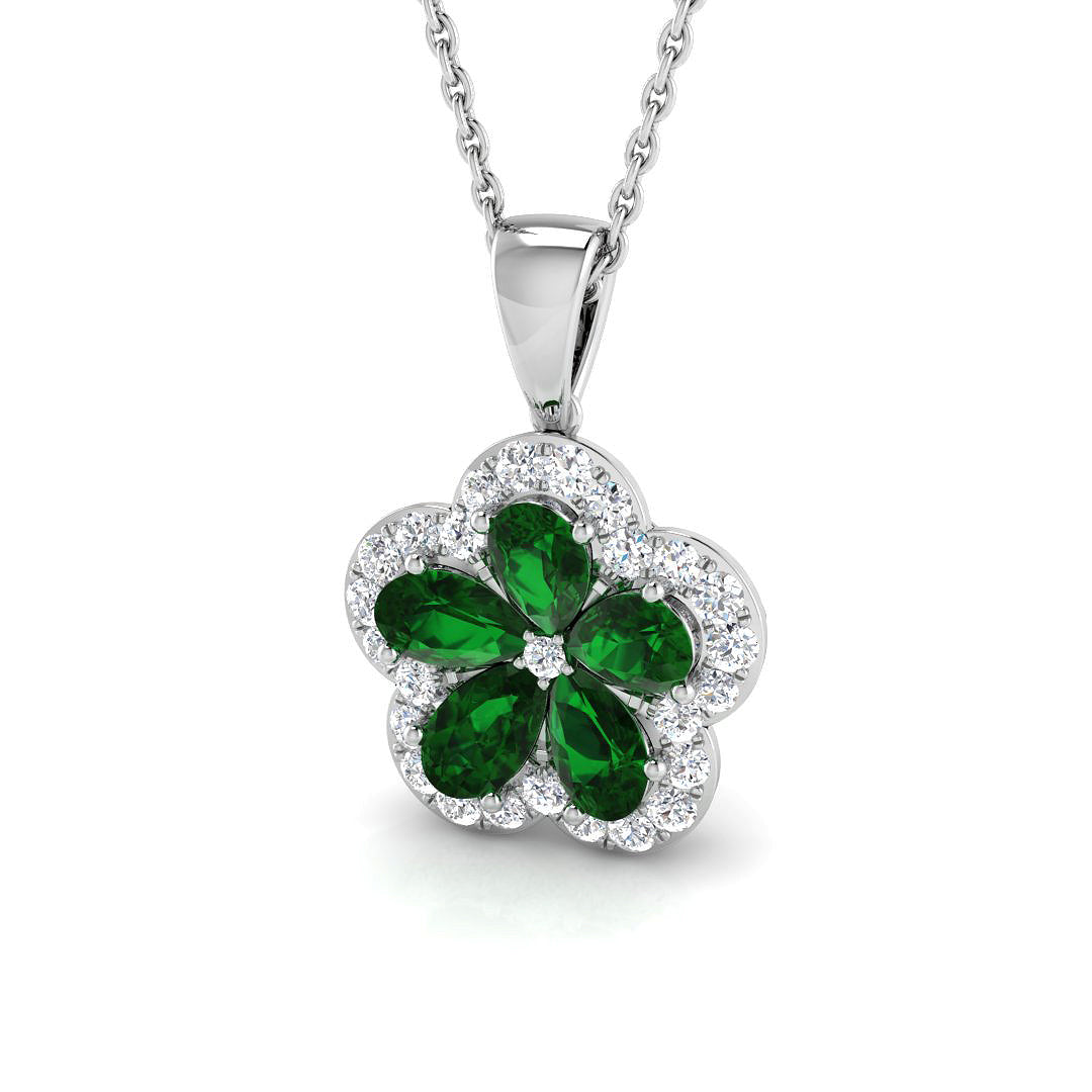 9ct White Gold 1.35ct Emerald Pendant