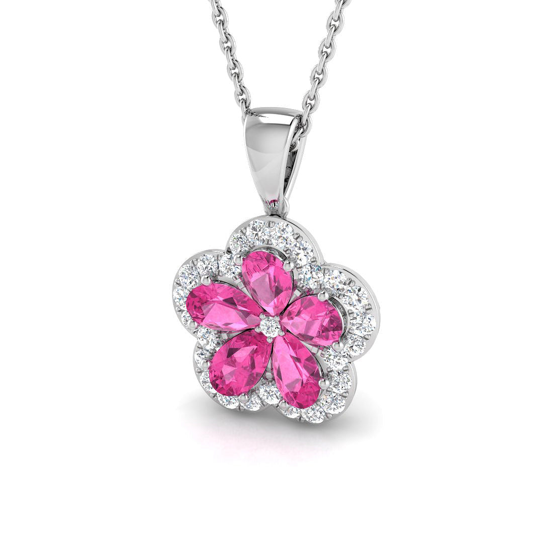 18ct White Gold 1.41ct Pink Sapphire Pendant