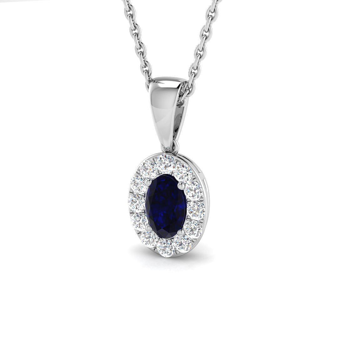 18ct White Gold 0.67ct Blue Sapphire Pendant