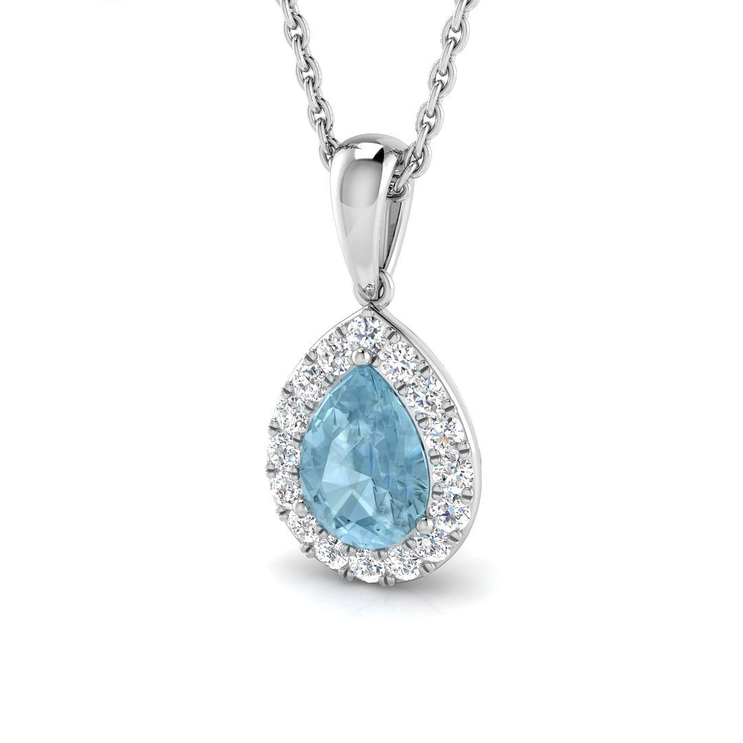 9ct White Gold 0.89ct Aquamarine Pendant
